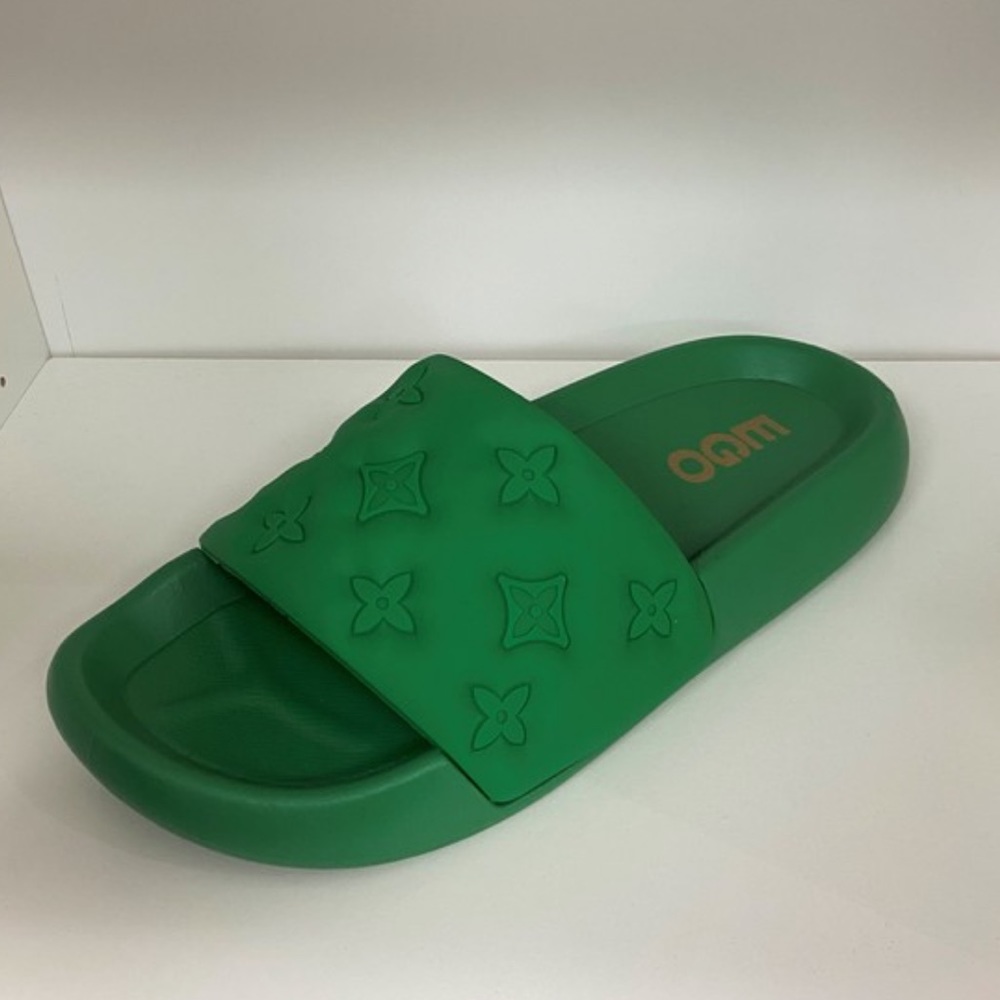 Lowkey Famous Waterfront Mule - Green Rubber Slides